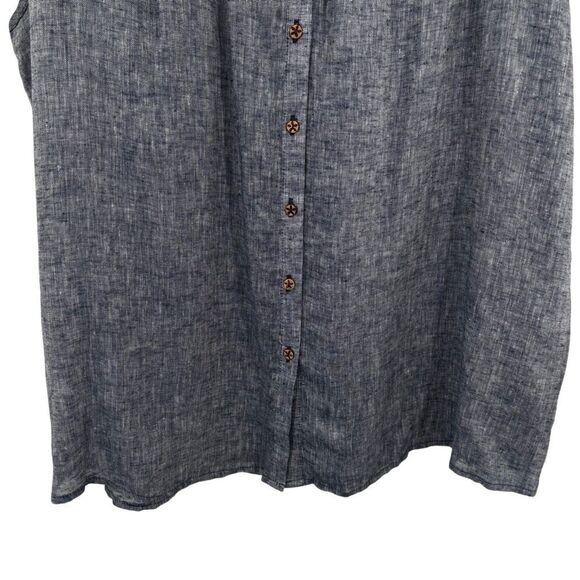 Hester & Orchard Linen Blend Button Front Babydoll Top Blue Size Large - Picture 4 of 7